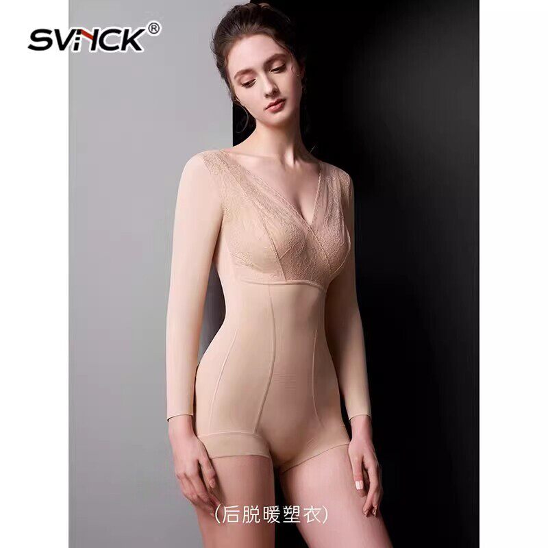 简约长袖三角连体塑身衣收腹束腰