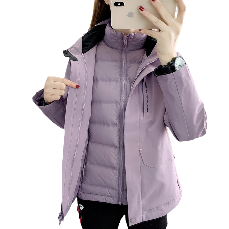 高端冲锋衣女春秋季薄夹克防风防水三合一登山服单件外套山系外套