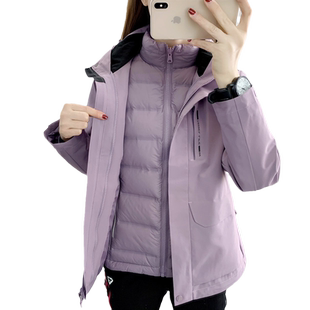 高端冲锋衣女春秋季薄夹克防风防水三合一登山服单件外套山系外套