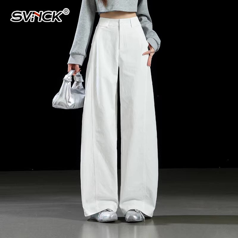 白色休闲长裤女款新款老钱风高腰宽松直筒阔腿裤显瘦百搭裤子,女装/女士精品,休闲裤,淘宝优惠券,粉丝福利购,淘宝优惠卷