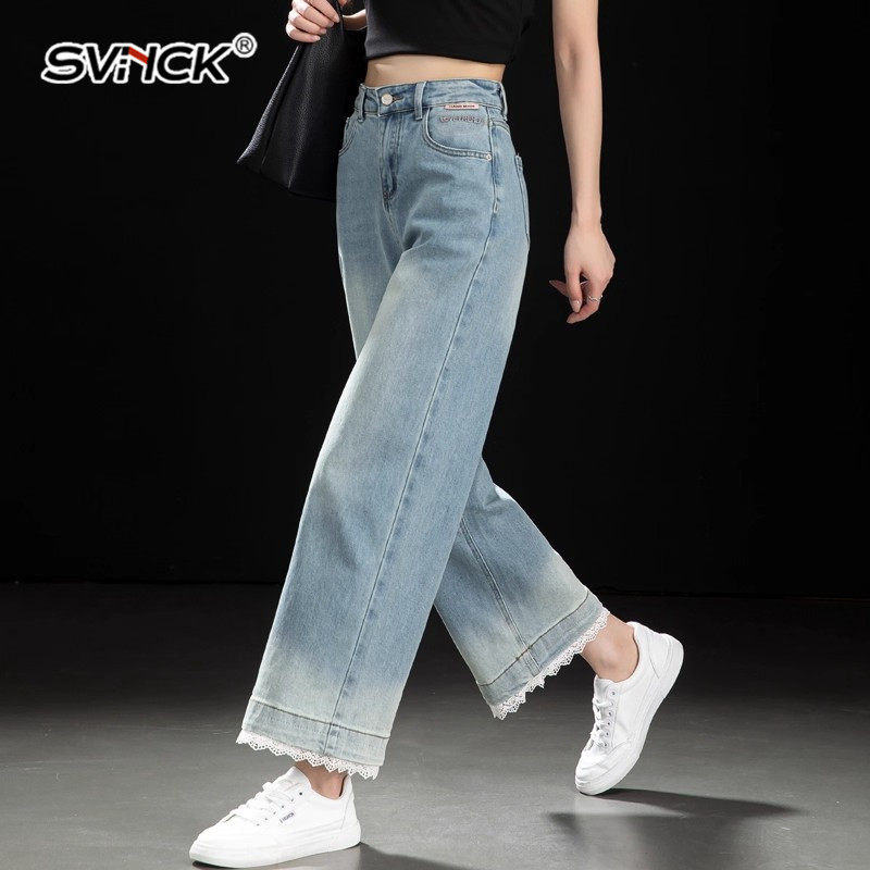 渐变色直筒牛仔裤女2025新款秋季