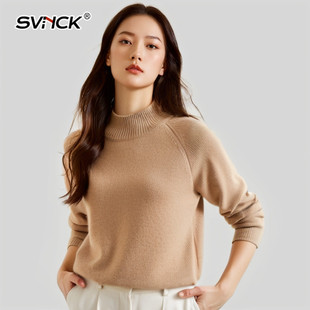 SVNCK100山羊绒三股加厚半高领冬季纯山羊绒衫女套头打底短款毛衣