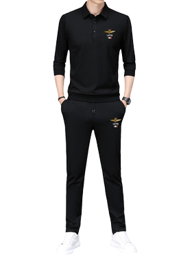 高端男士休闲套装长袖翻领春秋