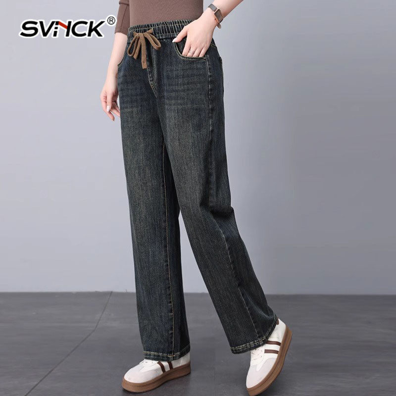 时尚牛仔裤女2025春夏新款轻薄减龄休闲百搭宽松遮肉显瘦哈伦长裤