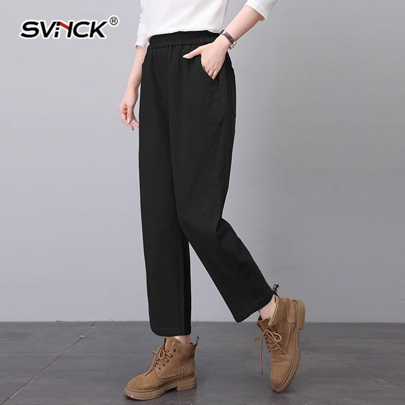 高腰哈伦裤女2025春夏新款宽松遮肉时尚显瘦减龄百搭黑色休闲长裤