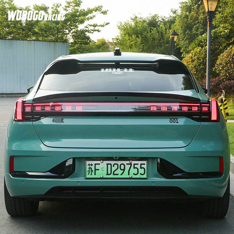 适用于极氪001黑标车尾标车头标ABS黑橙双拼车标贴装饰贴黑化改装