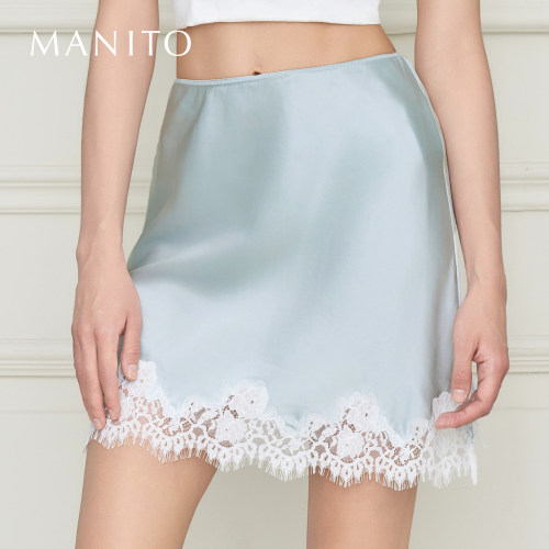 MANITO/曼尼陀Windy 女士桑蚕丝短裙立体雕花蕾丝边半裙
