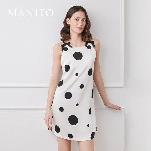 PolkaDots女士真丝吊带裙