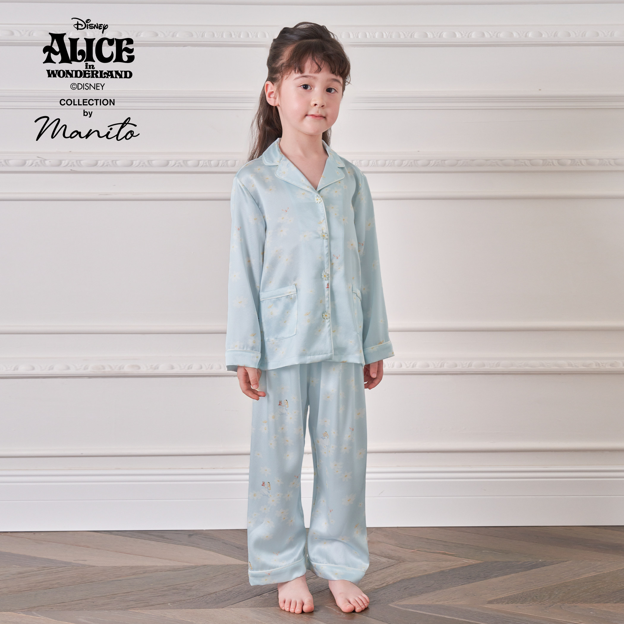 MANITO迪士尼爱丽丝合作系列  Daisy 桑蚕丝儿童家居服套装睡衣