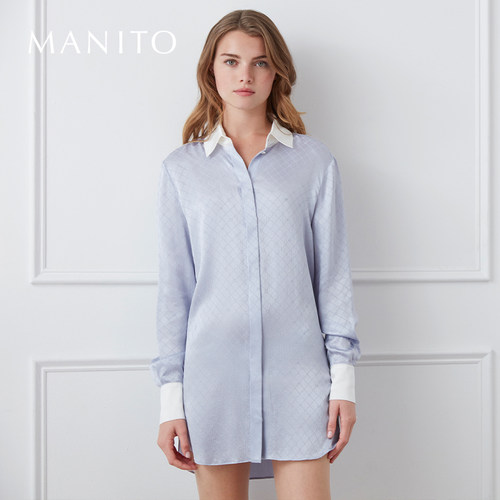 Monogram真丝衬衫裙舒适