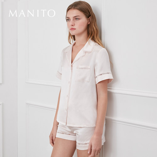 Aqua真丝短袖短裤睡衣套装