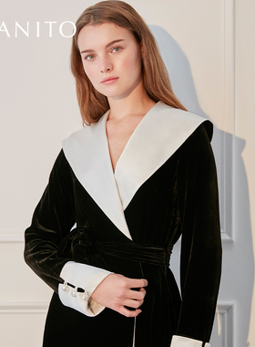 MANITO/曼尼陀Calla真丝丝绒睡袍桑蚕丝家居服舒适简约