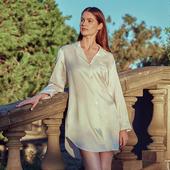 MANITO 曼尼陀Authentic女士长衬衫 睡裙舒适桑蚕丝睡衣女蚕丝