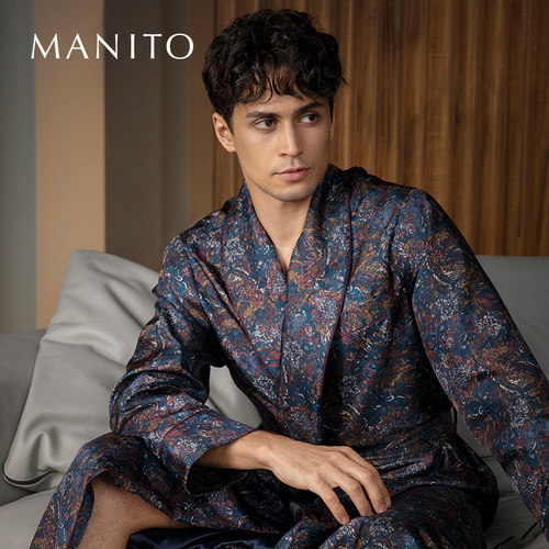 MANITO/曼尼陀睡袍男真丝宽松