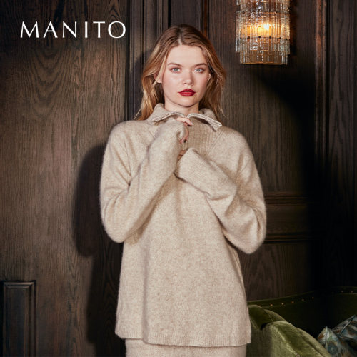 MANITO/曼尼陀Heather 夹花针织拉链家居服女士桑蚕丝羊绒秋冬