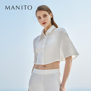 曼尼陀Jelly 桑蚕丝真丝家居服睡衣套装 短袖 套装 粘纤 衬衫 MANITO