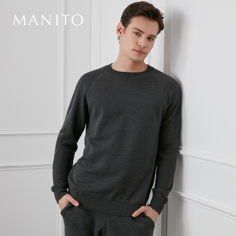 Ridge男士真丝羊绒圆领运动套装