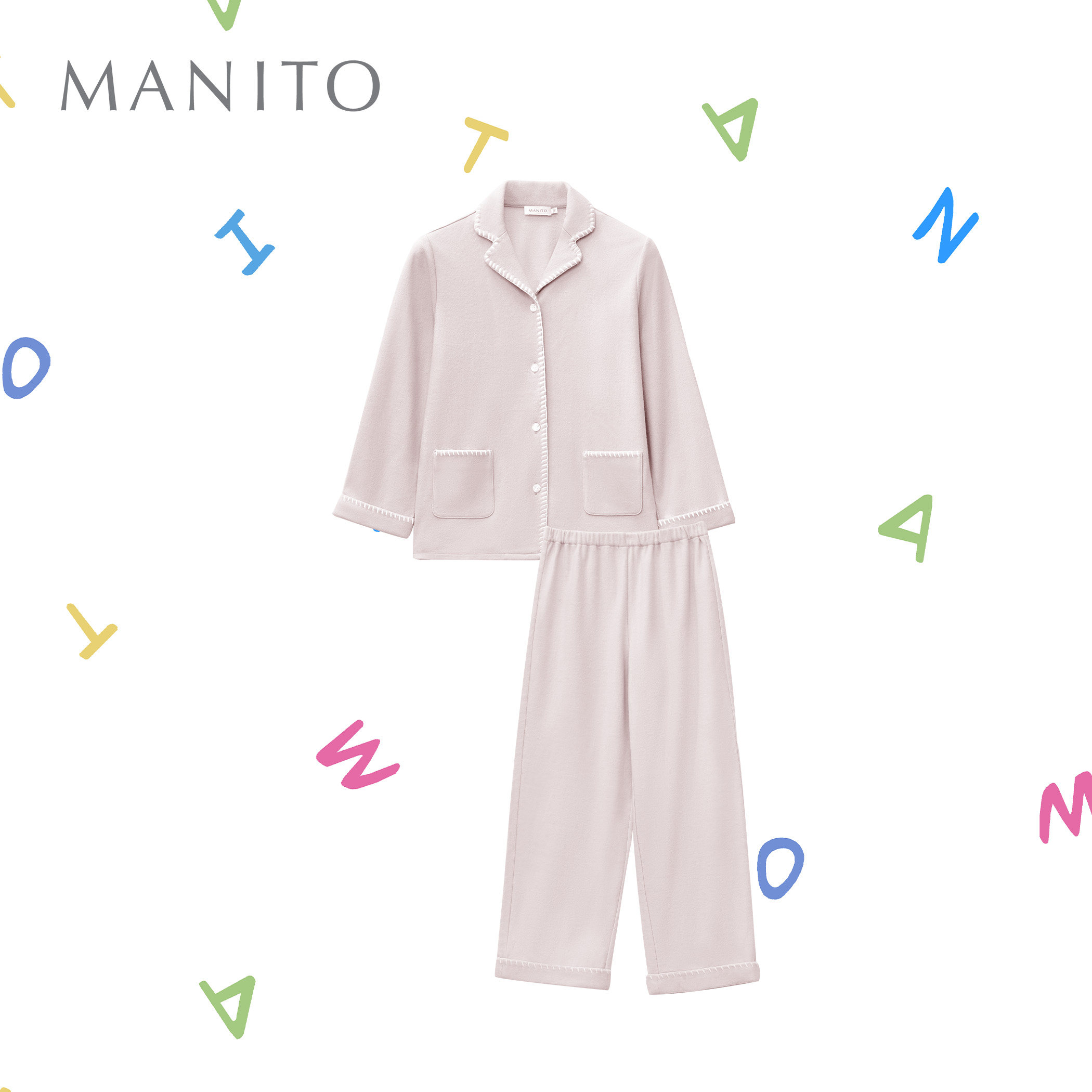 MANITO/曼尼陀 Shell 儿童桑蚕丝丝羊毛家居服套装保暖秋冬睡衣