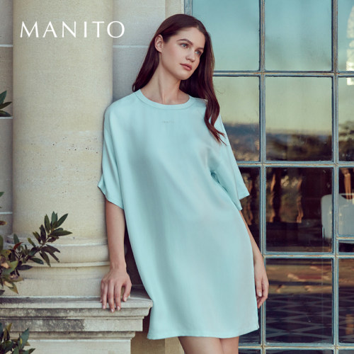 manito桑蚕丝休闲简约连衣裙
