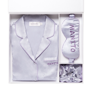 MANITO/曼尼陀Macaron撞色礼盒真丝睡衣眼罩发圈送女友