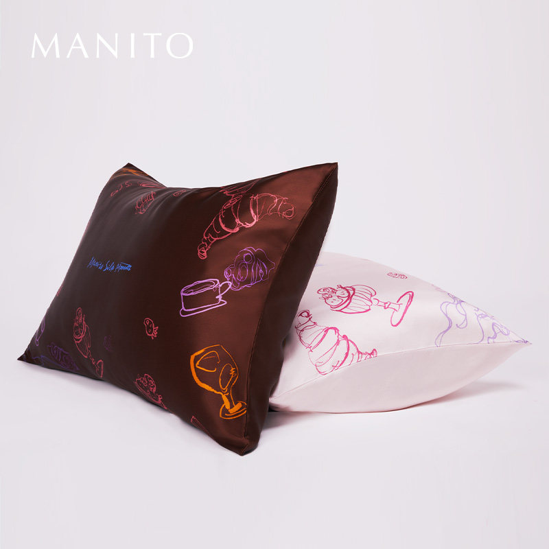manito桑蚕丝手绘枕套