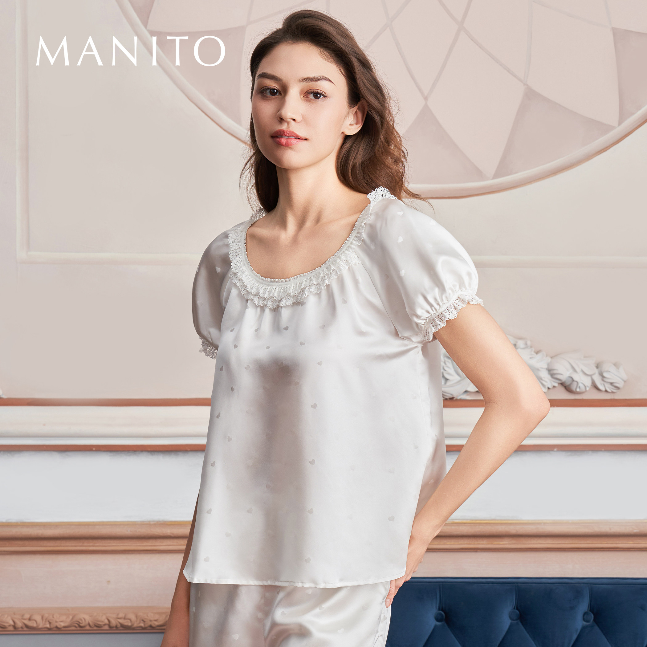 MANITO/曼尼陀Sweetie 女士桑蚕丝短袖短裤睡衣套装