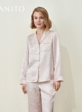 MANITO/曼尼陀Loving 桑蚕丝女士家居服真丝睡衣套装爱心提花
