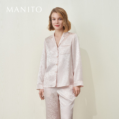 MANITO/曼尼陀Loving 桑蚕丝女士家居服真丝睡衣套装爱心提花