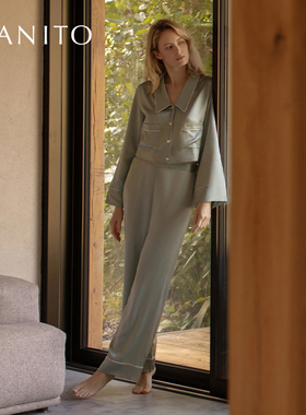 MANITO/曼尼陀Greene 女士真丝V领套装桑蚕丝家居服