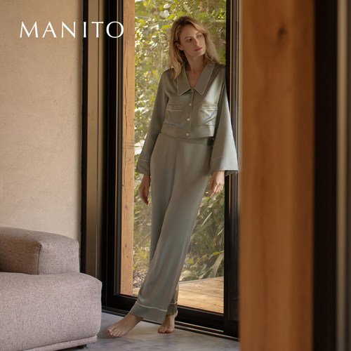 MANITOGreene女士真丝V领套装