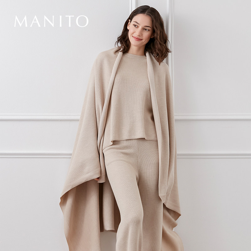 MANITO/曼尼陀Mellow针织羊毛羊绒披肩盖毯柔软舒适