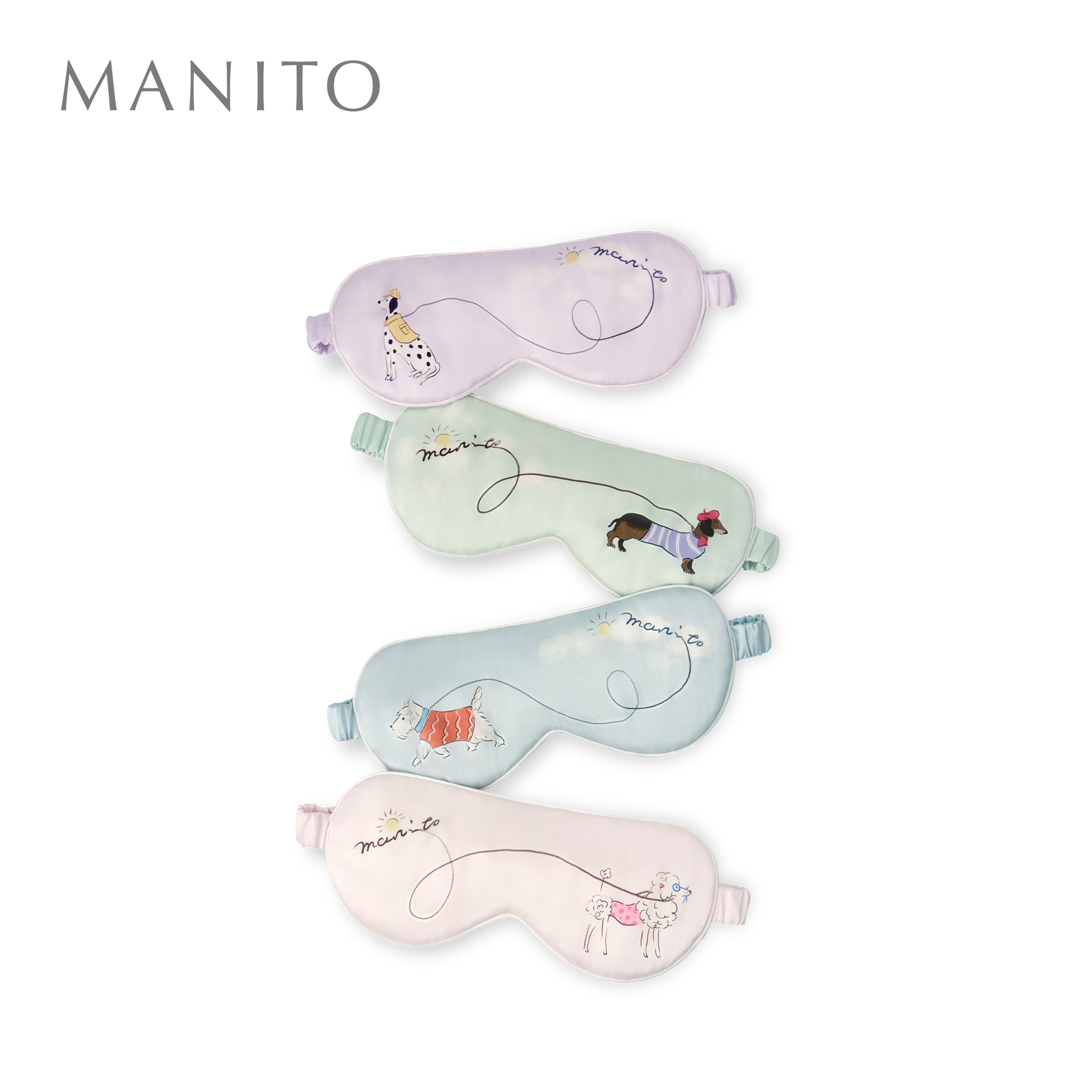 MANITO/曼尼陀 Puppy 桑蚕丝眼罩手绘印花狗狗可爱睡眠眼罩