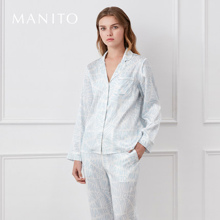 MANITO/曼尼陀Script女士真丝睡衣套装桑蚕丝家居服