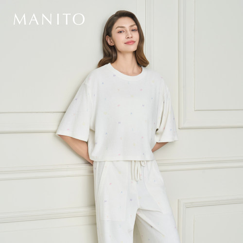 MANITO曼尼陀 New Signature 女士针织圆领家居服套装莫代尔睡衣