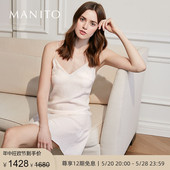 曼尼陀Monogram真丝吊带睡裙桑蚕丝夏季 顺芋缎提花家居服 MANITO