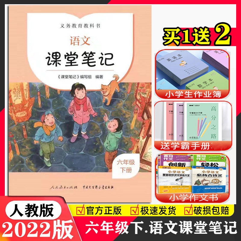 2022新版课堂笔记六年级下册语文部编人教版RJ版小学六6年级下学期语文教材全解同步课本七彩课堂笔记解析讲解辅导资料义务教科书