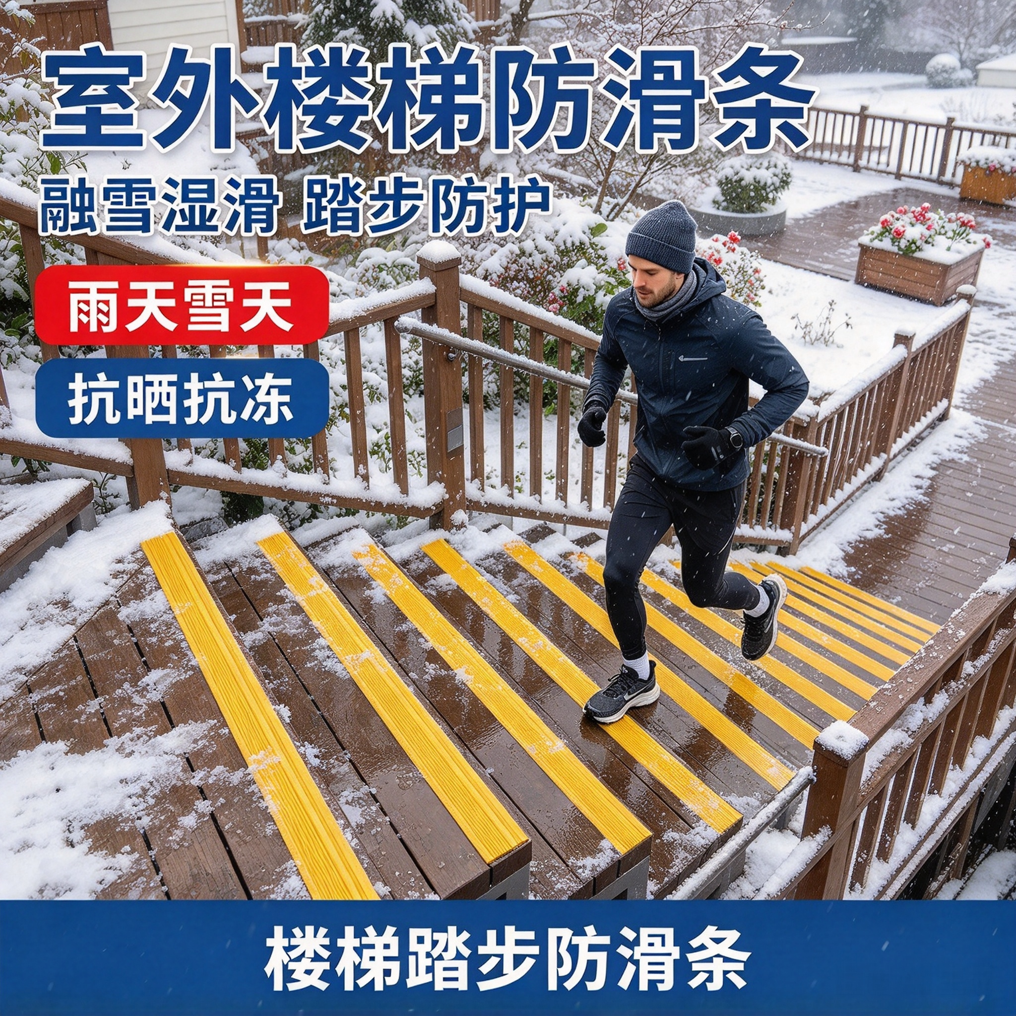 室外楼梯防滑条台阶贴自粘防打滑pvc地板瓷砖地面止滑贴斜坡胶条