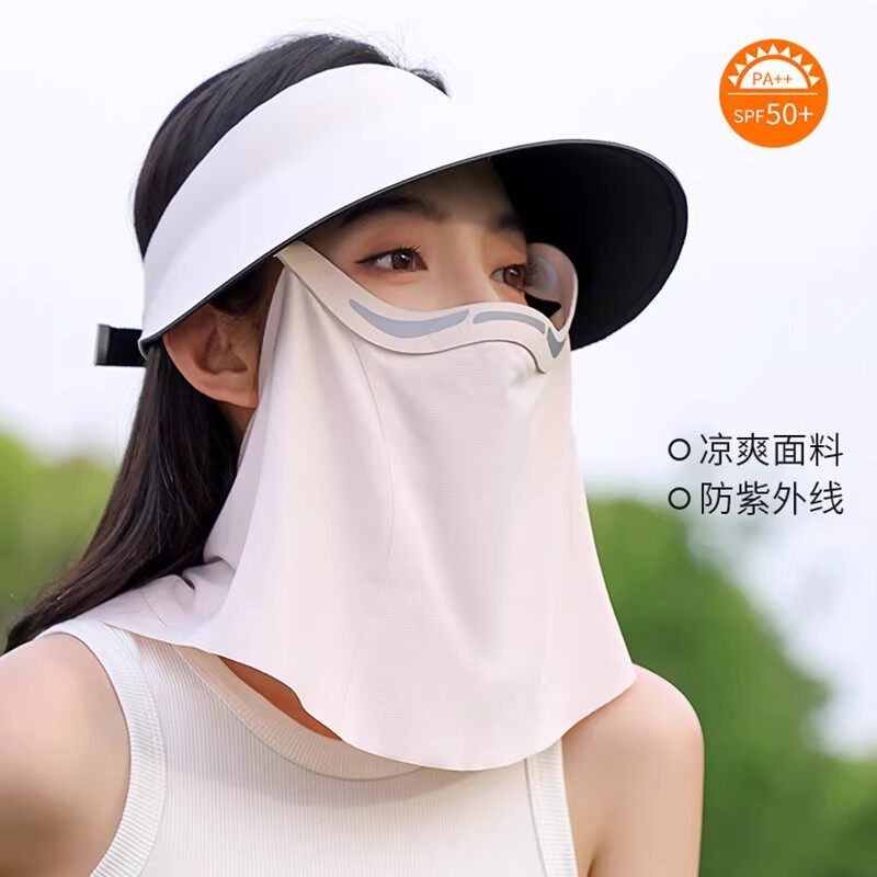 磁吸护颈一体防晒帽防紫外线女夏季全防护面罩可拆卸遮阳帽SPF50+