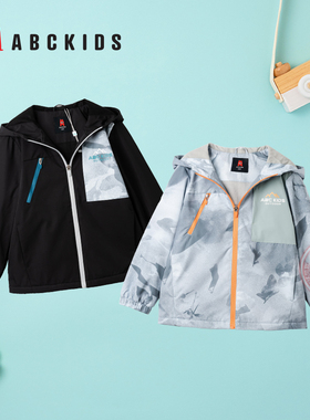 abckids童装男童外套加绒拉链衫2024秋季新款学生保暖防风夹克衫