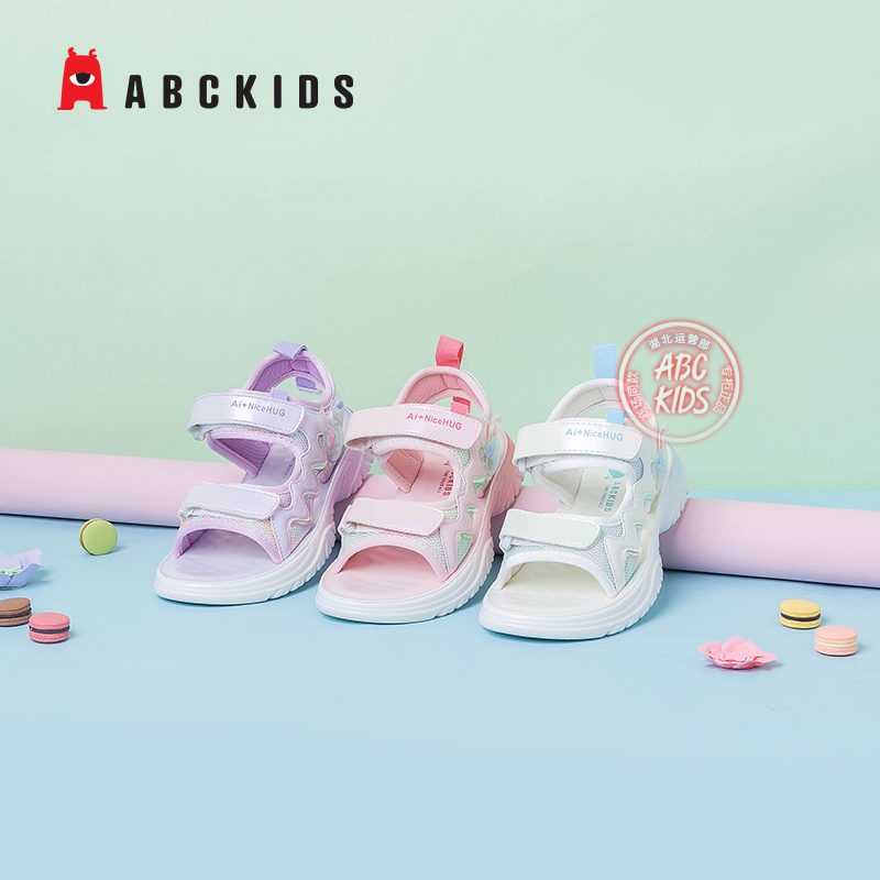 abckids童鞋女童运动凉鞋夏季商场新款沙滩鞋学生轻便休闲凉鞋潮