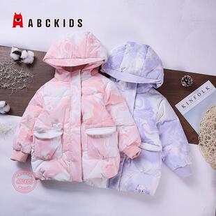 abckids童装女童羽绒服冬季儿童鸭绒袄2024新款公主风中长款外套