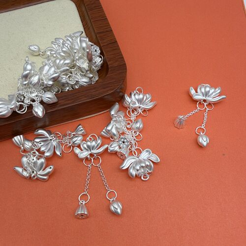 银999莲花两世欢吊坠DIY配件