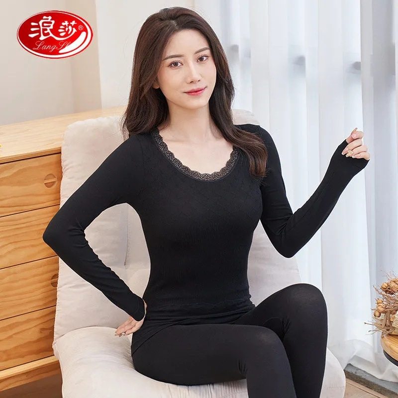 浪莎美体长袖保暖内衣修身女士