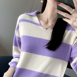 双莲100%纯棉针织衫女T恤七分袖夏装POLO领上衣全棉高端中袖体恤