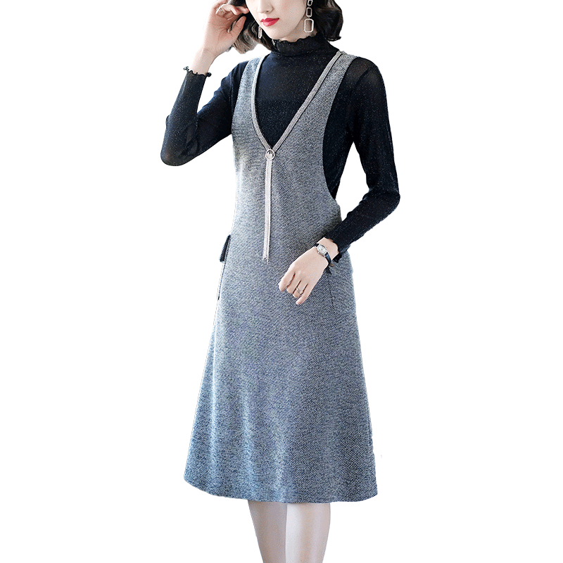 早春新款套装小香风背带裙女2025新款春秋阔太太打底衫两件套洋气