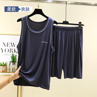 男士圆领背心短裤外穿莫代尔运动跨栏套装夏大码冰丝居家睡衣睡裤