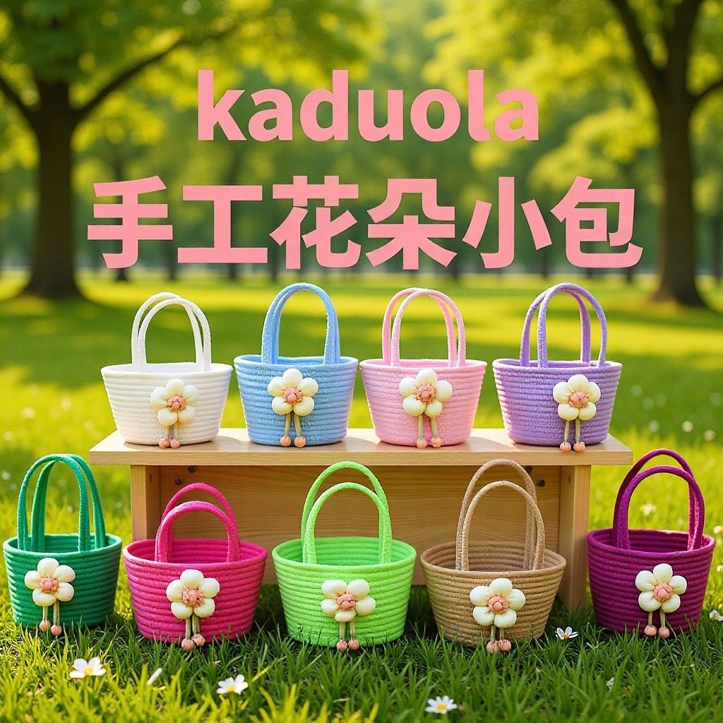 小清新简约花篮编织手提篮外出轻便置物篮拍照道具收纳小篮子储物图片