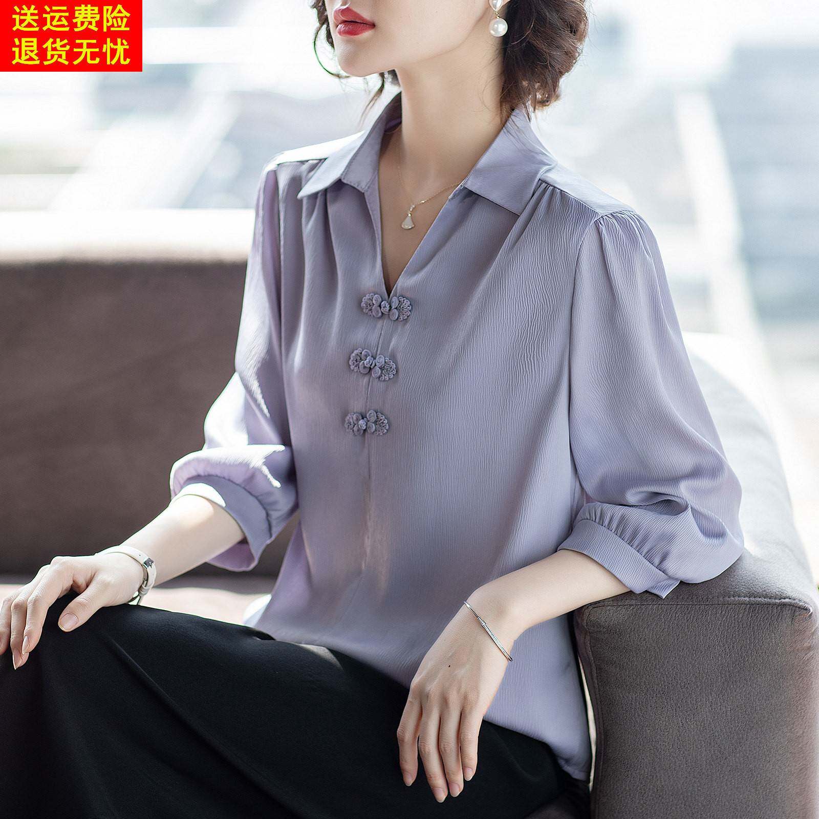 妈妈春夏装休闲 套装中年女时尚气质雪纺40岁中老年人洋派T恤上衣