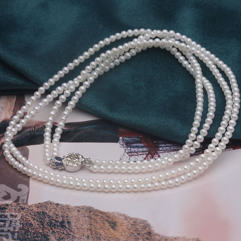 正圆天然极强光双层项链淡水珍珠