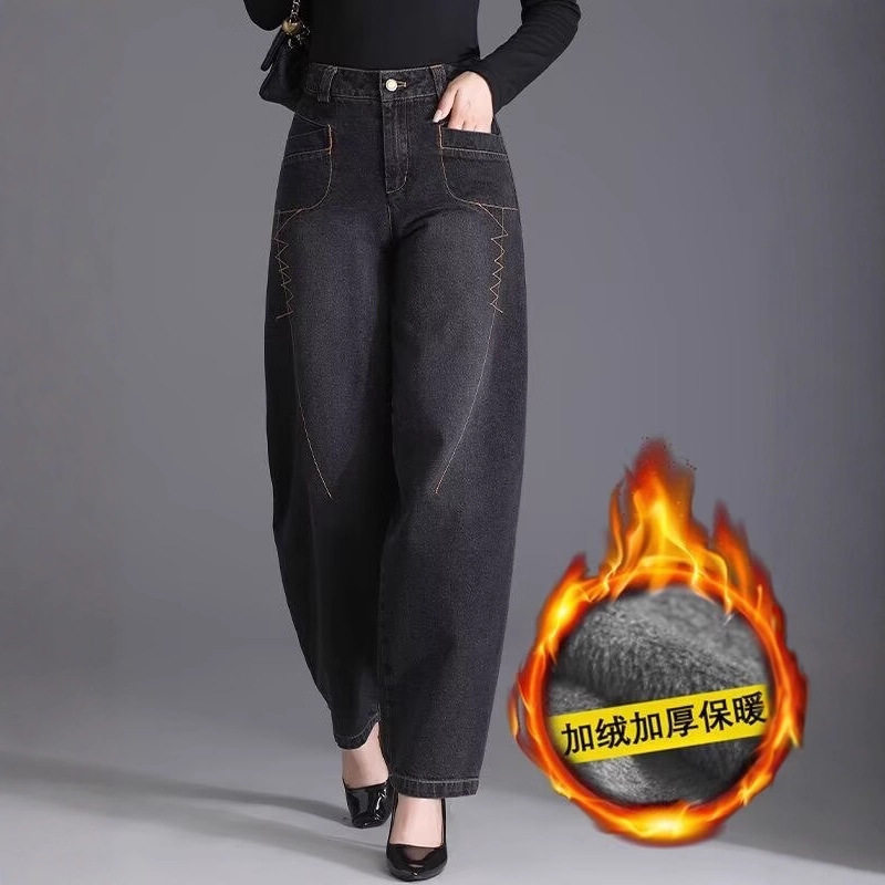 秋冬加绒高档气质黑色高腰牛仔灯笼裤女显瘦大码阔腿裤休闲哈伦裤,女装/女士精品,牛仔裤,淘宝优惠券,粉丝福利购,淘宝优惠卷